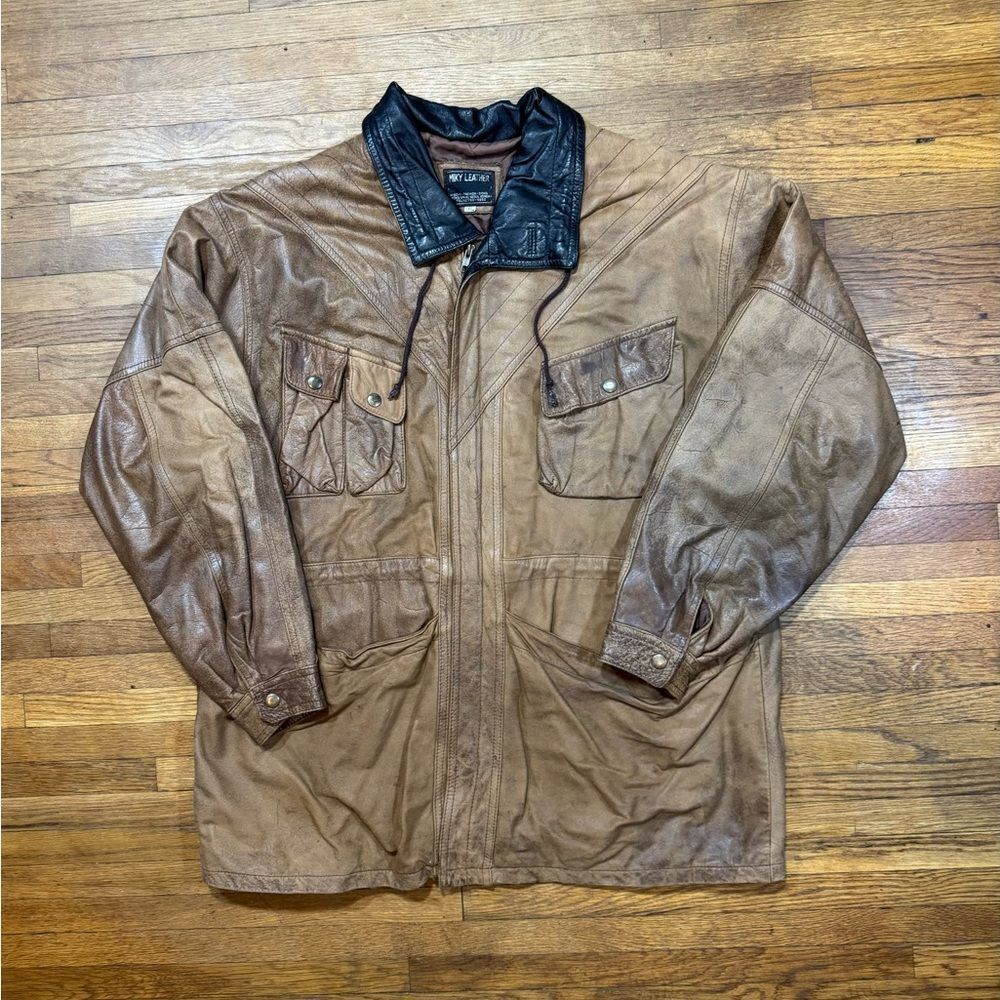 Vintage Faded Brown Leather Jacket
